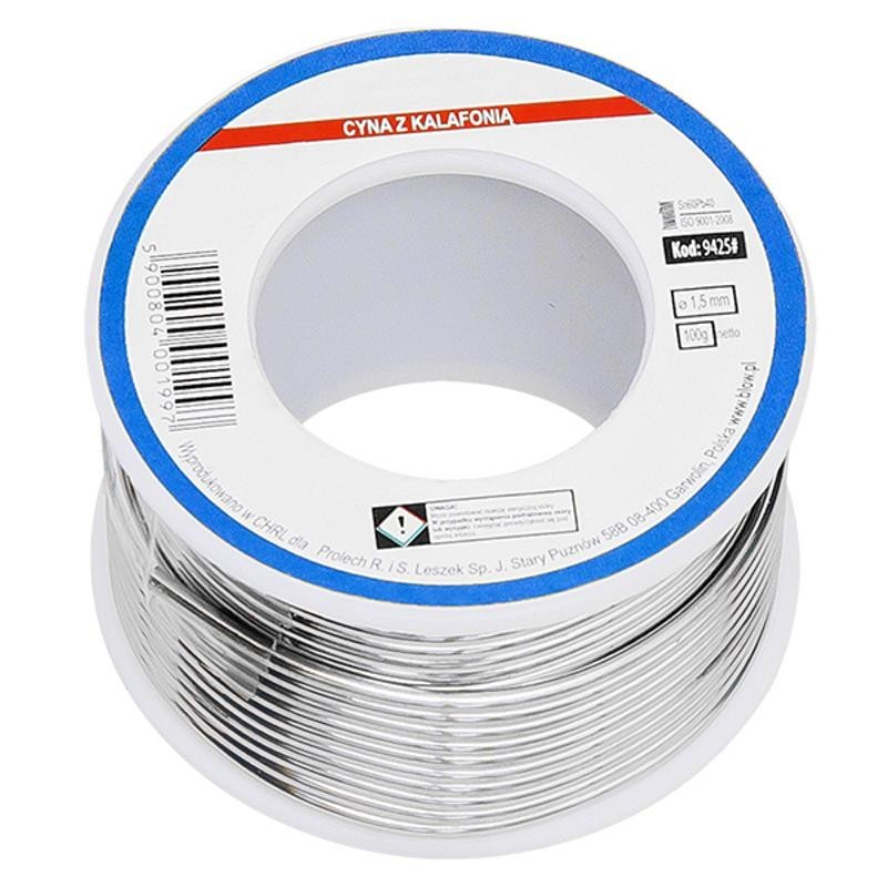 Juotostina 1,5mm 100g | Lyijyllinen Sn60Pb40 | Korkea puhtaus