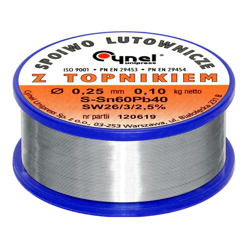 Juotostina Cynel 0,25mm 100g | LC60-FSW26 | S-Sn60Pb40