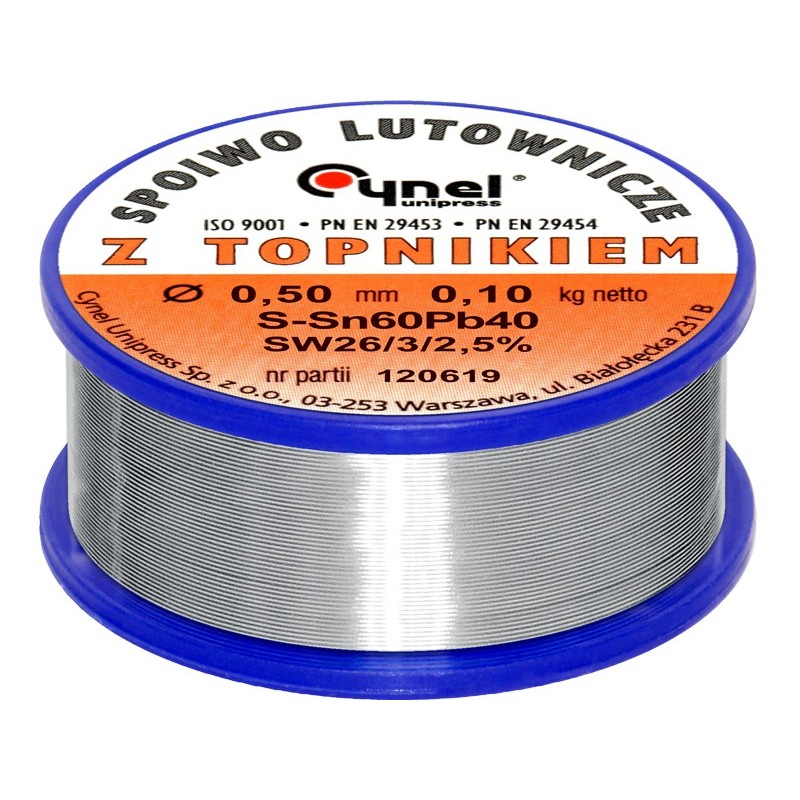 Juotostina CYNEL 0.50mm 100g | S-Sn60Pb40 | Elektroniikkajuotos