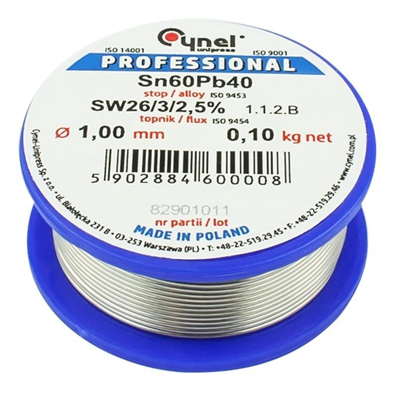 Juotostina CYNEL 1.00mm 100g | S-Sn60Pb40 | Sähköasennustina