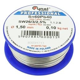 Juotostina CYNEL 1.50mm 100g | S-Sn60Pb40 | Sähköasennustina