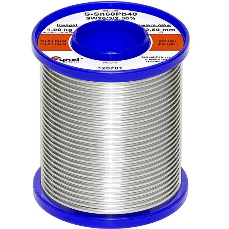 Juotostina CYNEL Sn60Pb40 2,50 mm | 1 kg rulla | Teollisuuslaatu