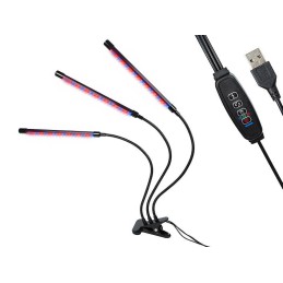 LED-kasvivalaisin 3 päätä | Täysi spektri | Timer ja USB-virta
