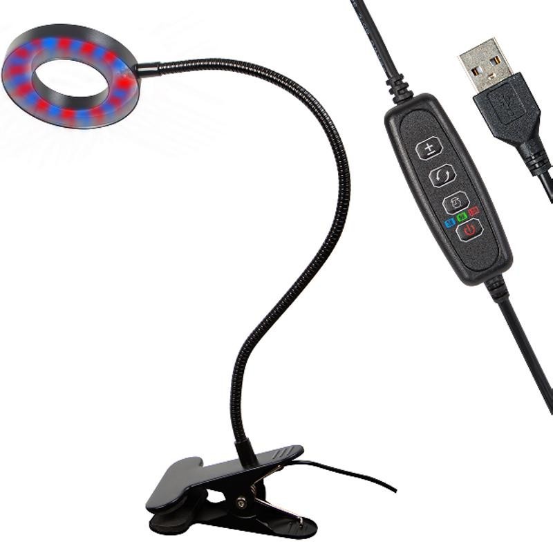 LED-kasvivalaisin USB | Täysi spektri ja ajastin | Klipsikiinnitys