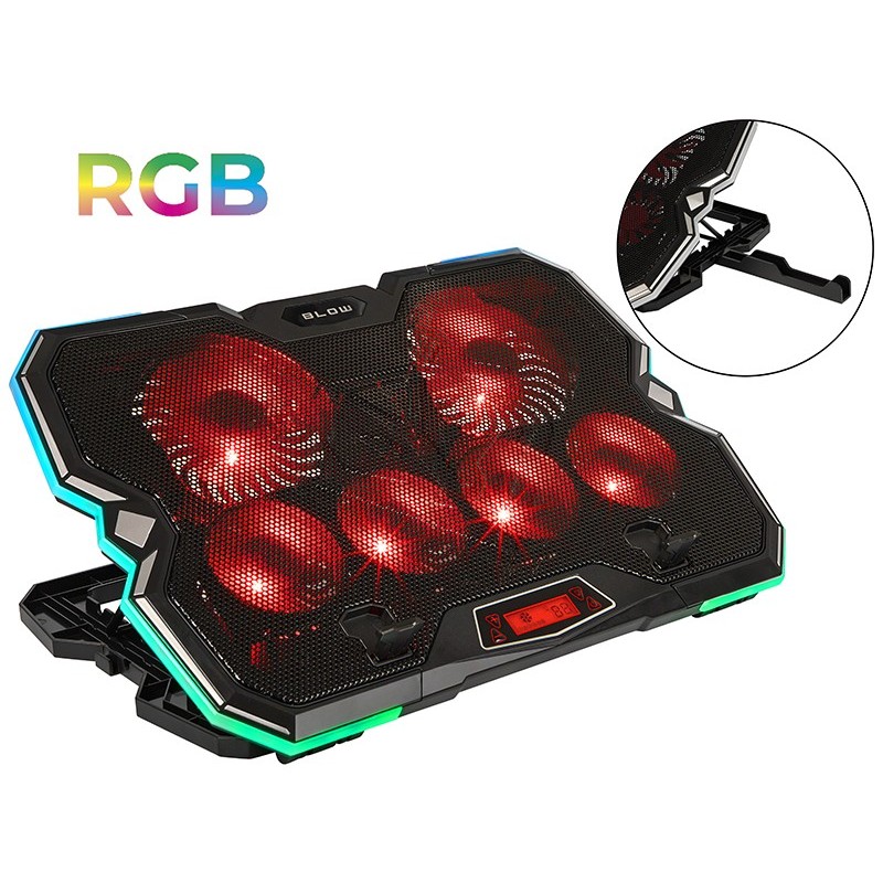 Laptop-jäähdytysalusta RGB | 6 tuuletinta & Puhelinteline | Gaming