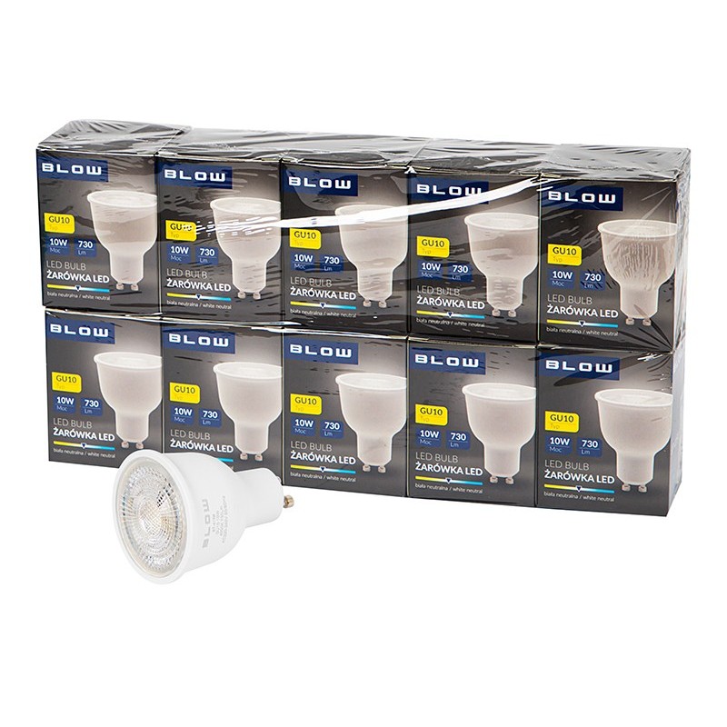 LED-polttimo GU10 10W 730lm | 10 kpl kohdelamppu | Neutraali