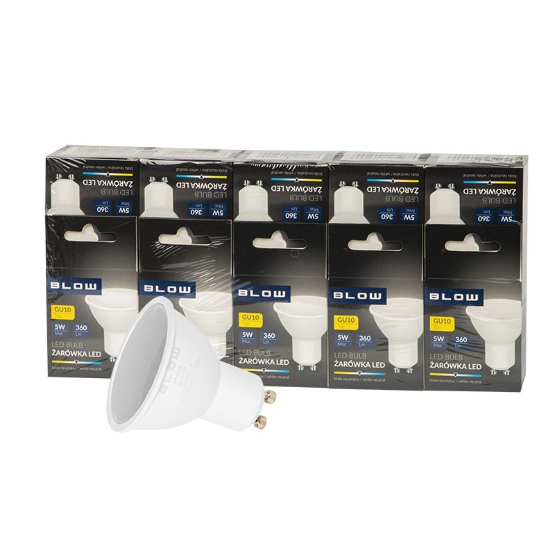 LED-polttimo BLOW GU10 5W | 4000K Neutraali valkoinen | 10 kpl