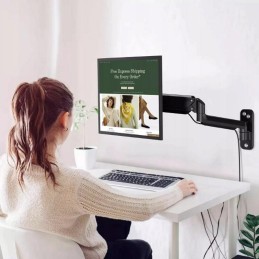 Kaasujousellinen seinäteline monitorille 10–32" | PIVOT & VESA 100x100