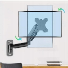 Kaasujousellinen seinäteline monitorille 10–32" | PIVOT & VESA 100x100
