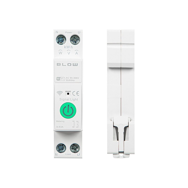 WiFi-rele energiamittarilla DIN-kiskoon | TUYA | 1-63A | Smart Life