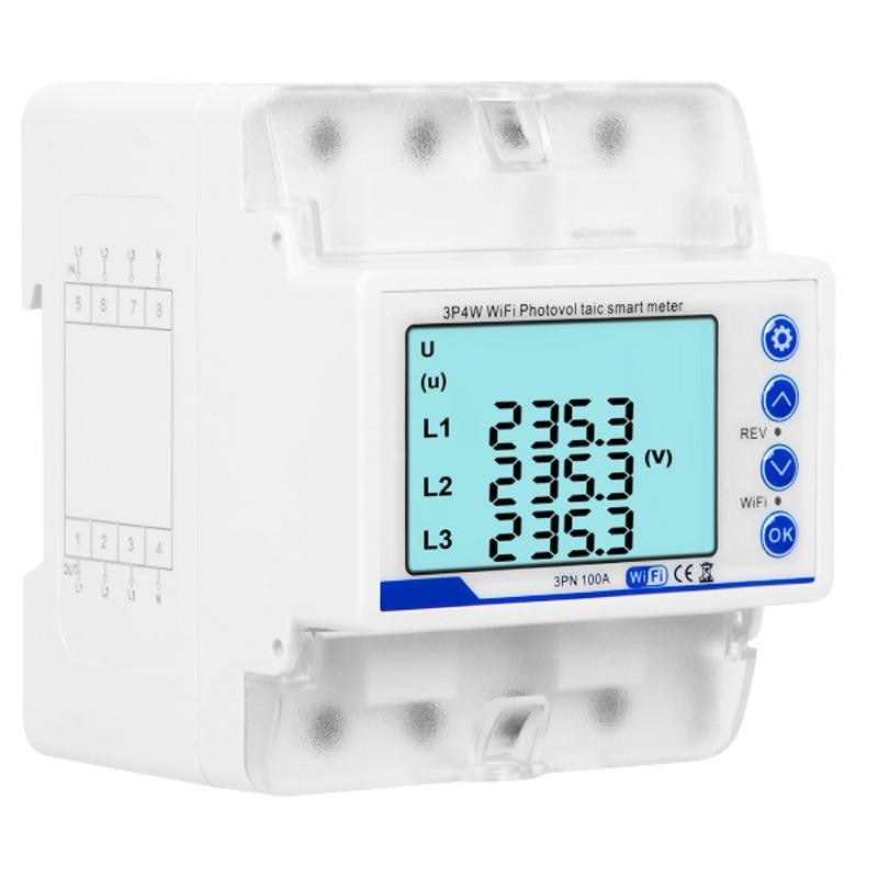 Älykäs 3-vaiheinen energiamittari WiFi 100A | TUYA | DIN-kiskoasennus