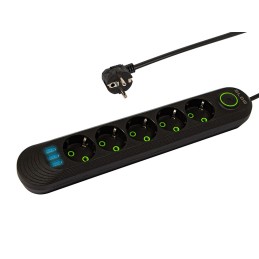 Jatkojohto 5 paikkaa 3xUSB 3m | PS-530 Musta