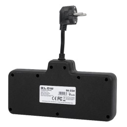 Pistorasiajakaja PS-310 | 3x Pistorasia + 4x USB | 10 cm Musta