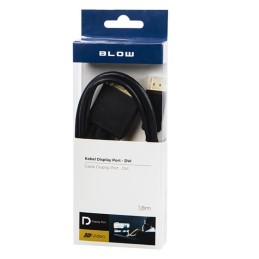 Näyttökaapeli DisplayPort - DVI 1,8m | Full HD 1080p | Kullattu