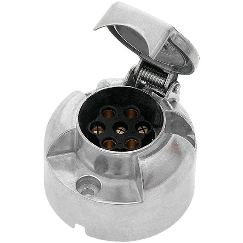 Perävaunun pistorasia alumiini 7-napainen | 12/24V hopea