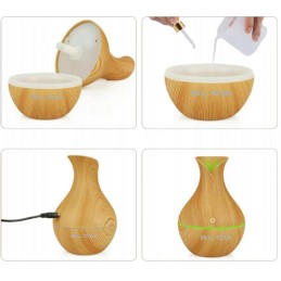 Ultraääni-ilmankostutin ja aromadiffuusori | LED-valo | Puukuvio