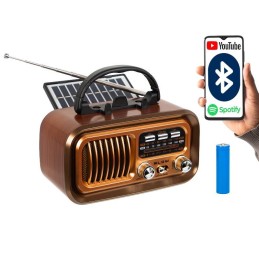 RA16 Retro-radio Bluetooth | Aurinkopaneeli ja Powerbank