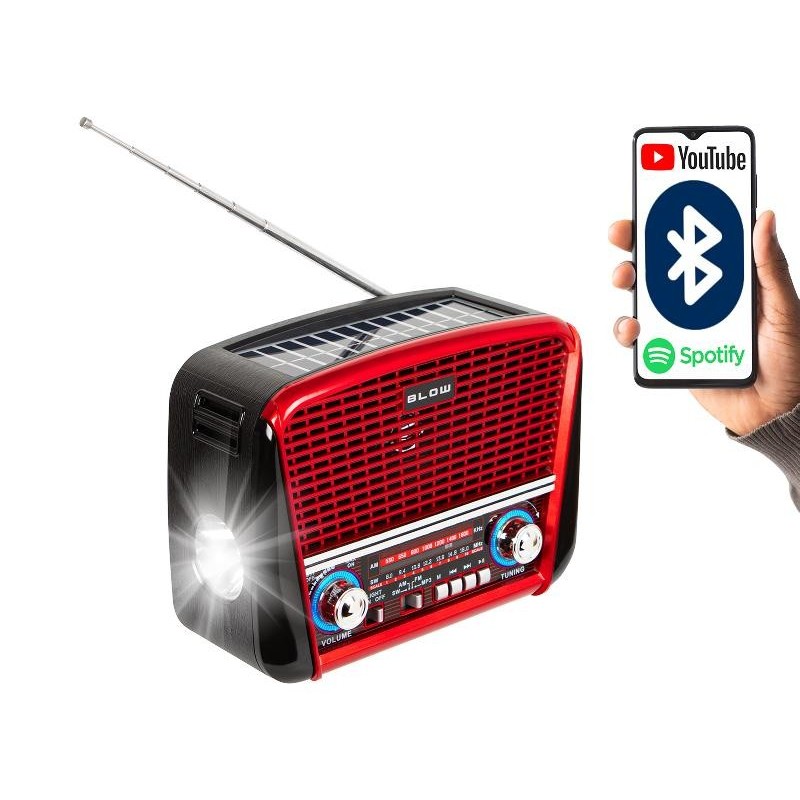Kannettava Radio RA 17 | Aurinkopaneeli | Bluetooth | USB | Taskulamppu