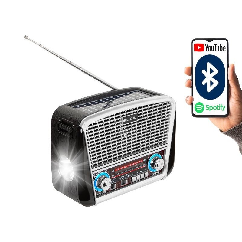 Kannettava Radio RA 17 | Aurinkopaneeli | Bluetooth | USB | Taskulamppu