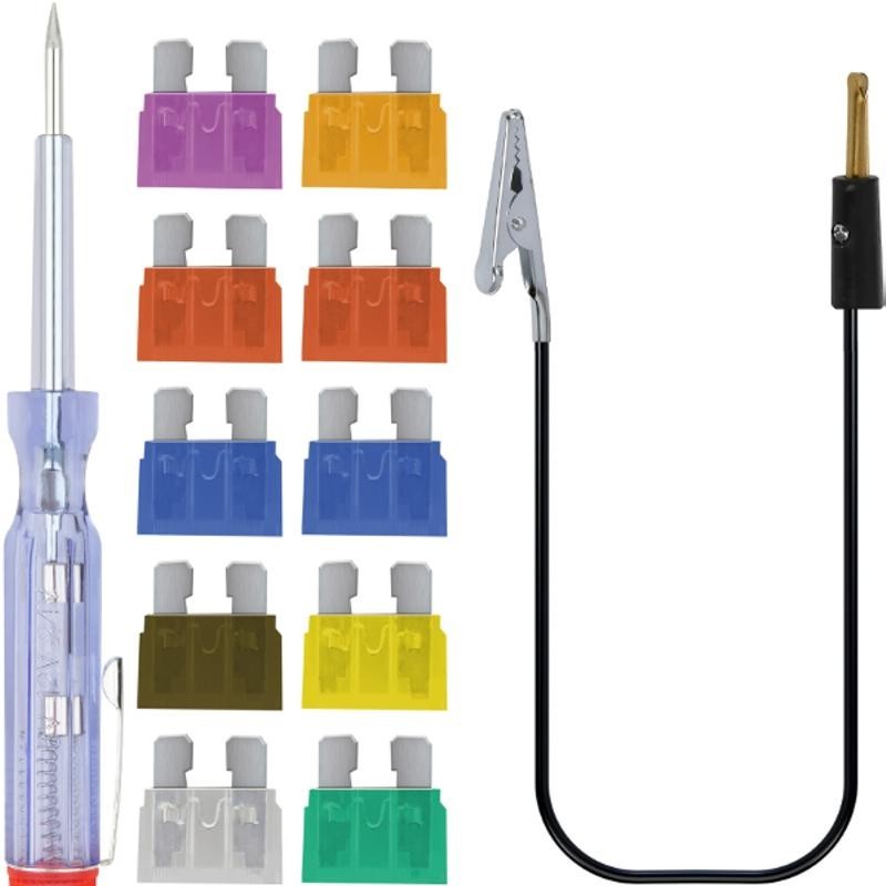 Autosulakesarja 10 kpl + virtakoetin | Standardi | 3A-30A