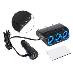 Auton sytytinpistorasian haaroitin 3x pistorasia + USB | Kytkimillä | CS-34