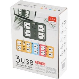 Jatkojohto 4 x Combo + 3 x USB | Valaistut portit | 1.8m Sininen
