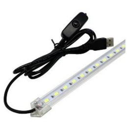 USB LED-valolista kytkimellä | 35cm Lämmin valkoinen | 500lm Alumiini