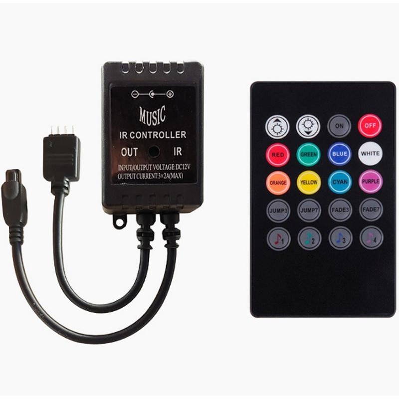 Musiikkiohjattu RGB LED-ohjain | 20-näppäiminen kaukosäädin | 5V-12V