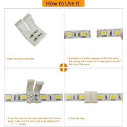 Yksivärinen LED-nauhan suoraliitin 2-pin | 10 kpl | Snap-on | Juotokseton liitos