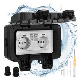 Vesitiivis ulkopistorasia IP66 | Kaksiosainen 230V 16A