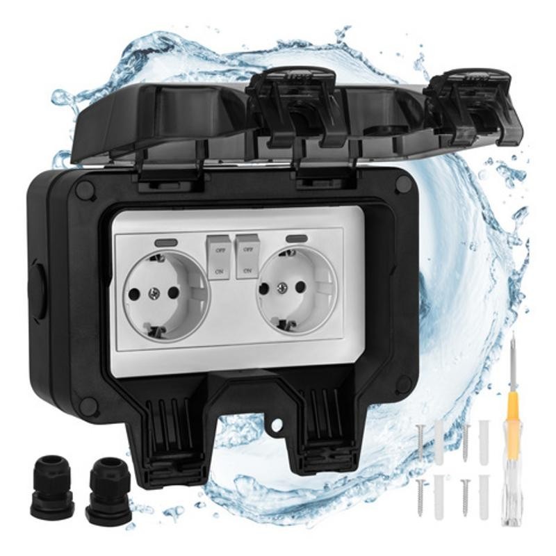 Vesitiivis ulkopistorasia IP66 | Kaksiosainen 230V 16A