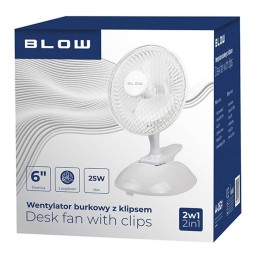 Pöytätuuletin 6"/15cm Klipsi | 2-in-1 valkoinen | 25W