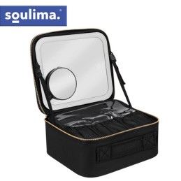 Meikkilaukku LED-peilillä | XL-koko & säädettävät väliseinät