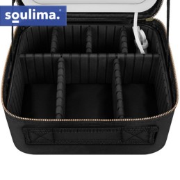 Meikkilaukku LED-peilillä | XL-koko & säädettävät väliseinät