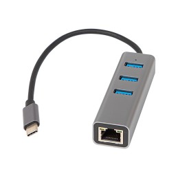 USB-C-verkkokortti RJ45 Gigabit Ethernet | 3x USB 3.0 -keskitin K-06