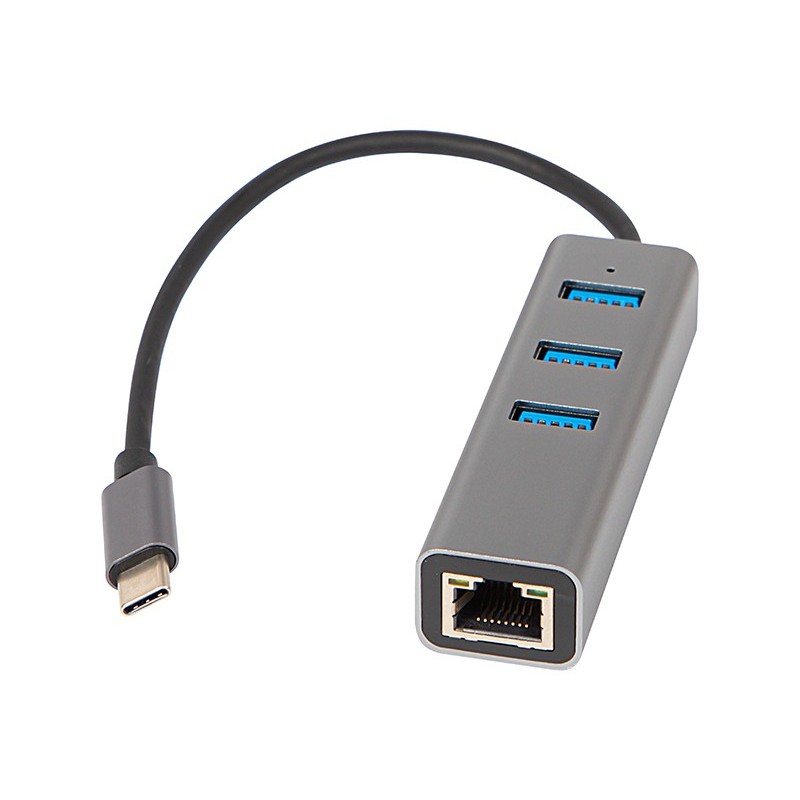 USB-C-verkkokortti RJ45 Gigabit Ethernet | 3x USB 3.0 -keskitin K-06