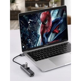 USB-C-verkkokortti RJ45 Gigabit Ethernet | 3x USB 3.0 -keskitin K-06