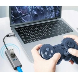 USB-C-verkkokortti RJ45 Gigabit Ethernet | 3x USB 3.0 -keskitin K-06