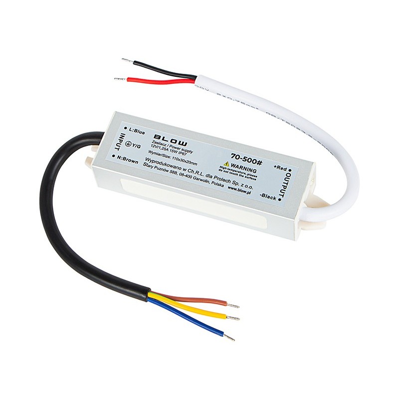 Vedenpitävä LED-virtalähde 12V 1.25A 15W | Slim IP67
