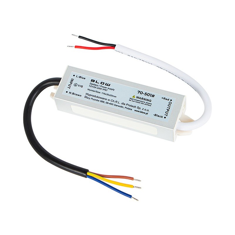 Vedenpitävä LED-virtalähde 12V 2A 24W | Ultra Slim IP67