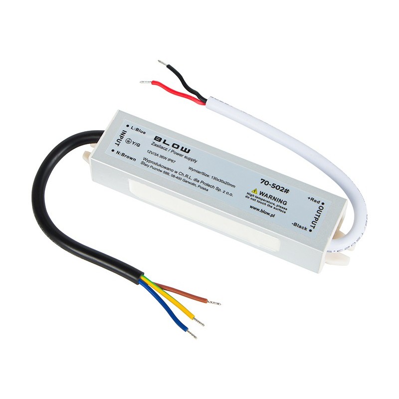 Vedenpitävä LED-virtalähde 12V 3A 36W | Slim IP67