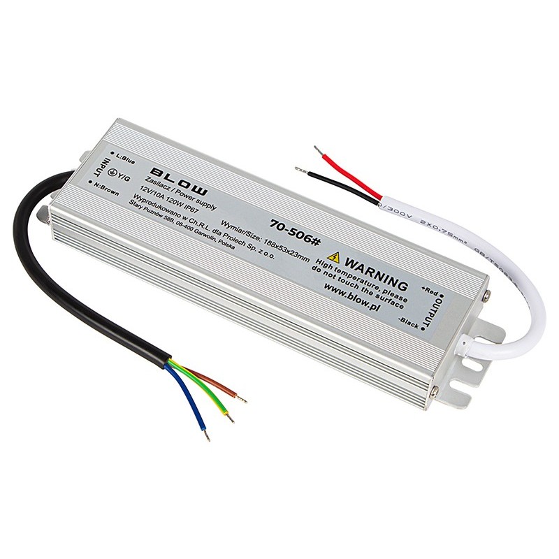 Vedenpitävä LED-virtalähde 12V 10A 120W Ultra Slim IP67 | BLOW