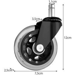Toimistotuolin kumipyörä 1 kpl | Suojaa lattiaa | 11 mm
