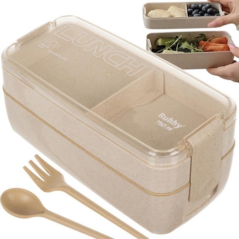 Ekologinen eväsrasia lusikalla ja haarukalla | 2-kerroksinen Lunchbox 750ml