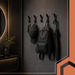 Seinäkoukut Musta 5 kpl | Loft-naulakko ja vaatekoukut