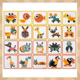 Puinen mosaiikkipalapeli | Montessori-logiikkapeli lapsille
