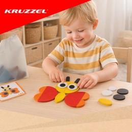 Puinen mosaiikkipalapeli | Montessori-logiikkapeli lapsille