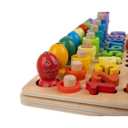 Puinen helmi- ja mosaiikkipalapeli | Monipuolinen 5in1 Montessori-lelu lapsille