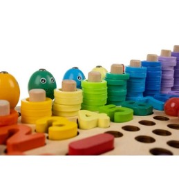 Puinen helmi- ja mosaiikkipalapeli | Monipuolinen 5in1 Montessori-lelu lapsille