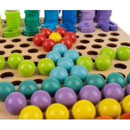 Puinen helmi- ja mosaiikkipalapeli | Monipuolinen 5in1 Montessori-lelu lapsille